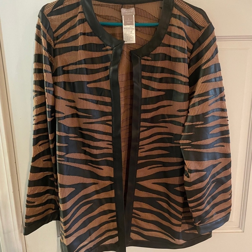 Chico's Zebra Print Women's Blazer - Black and Brown